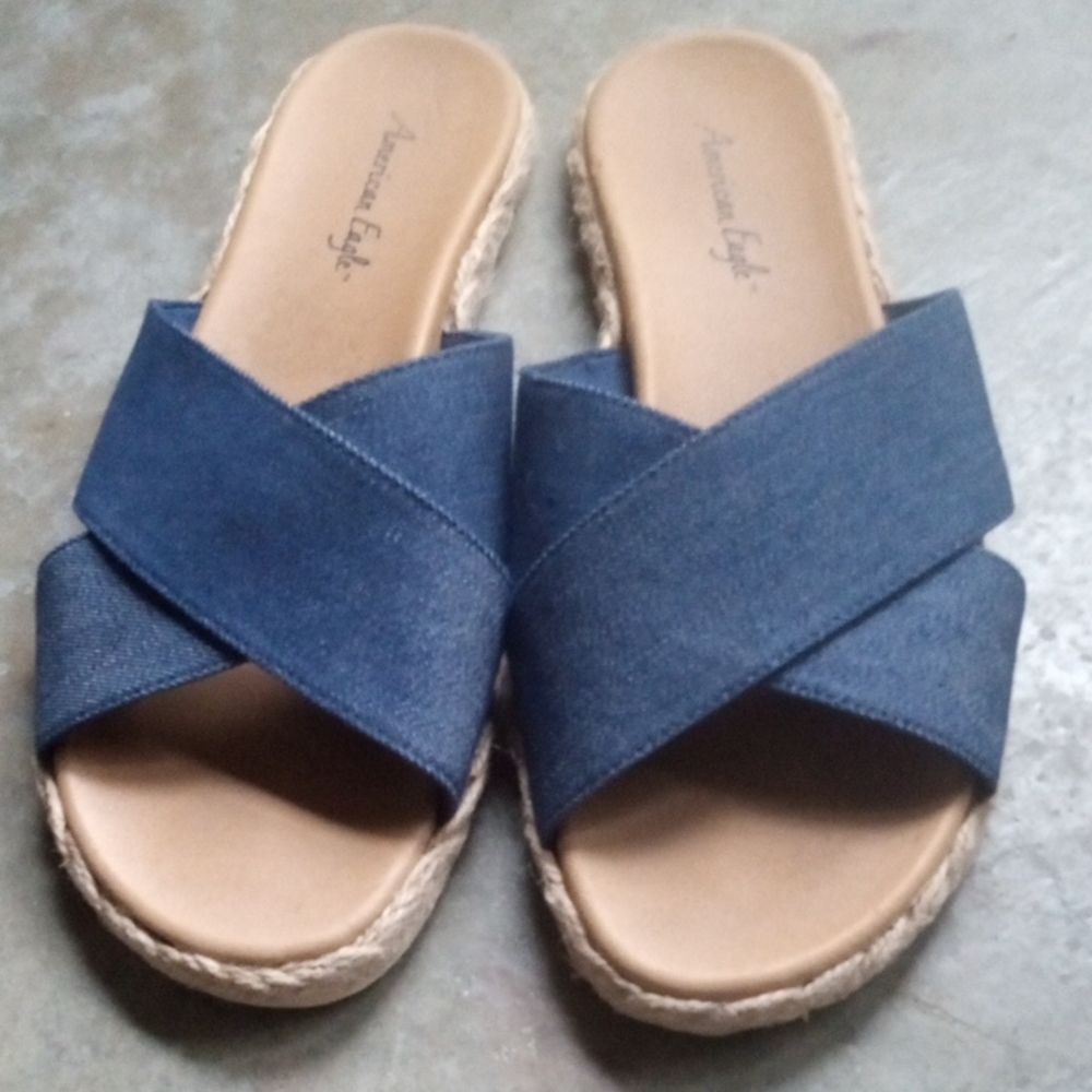 American Eagle Denim Strap Slip On Women's Sandals 6.5